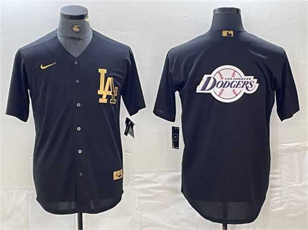 Men%27s Los Angeles Dodgers Team Big Logo Black Cool Base Stitched Baseball Jerseys->los angeles dodgers->MLB Jersey